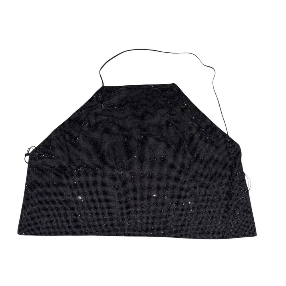Zara Black Sparkly Rhinestone Black Halter Top Size Large
